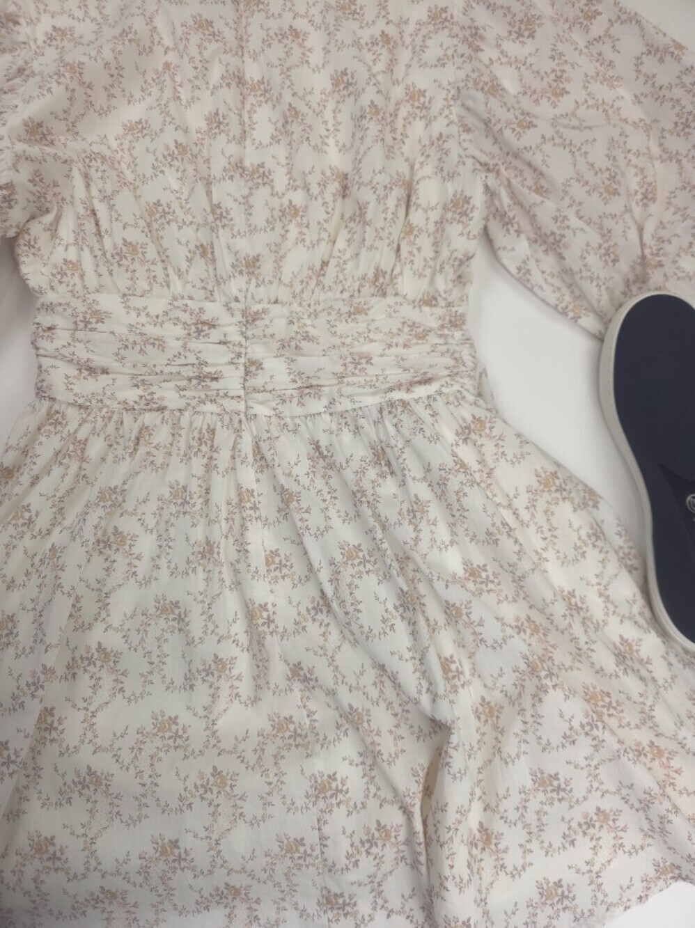 Olivacous White Floral Puff-Sleeve Dress Sz M - Picture 13 of 13